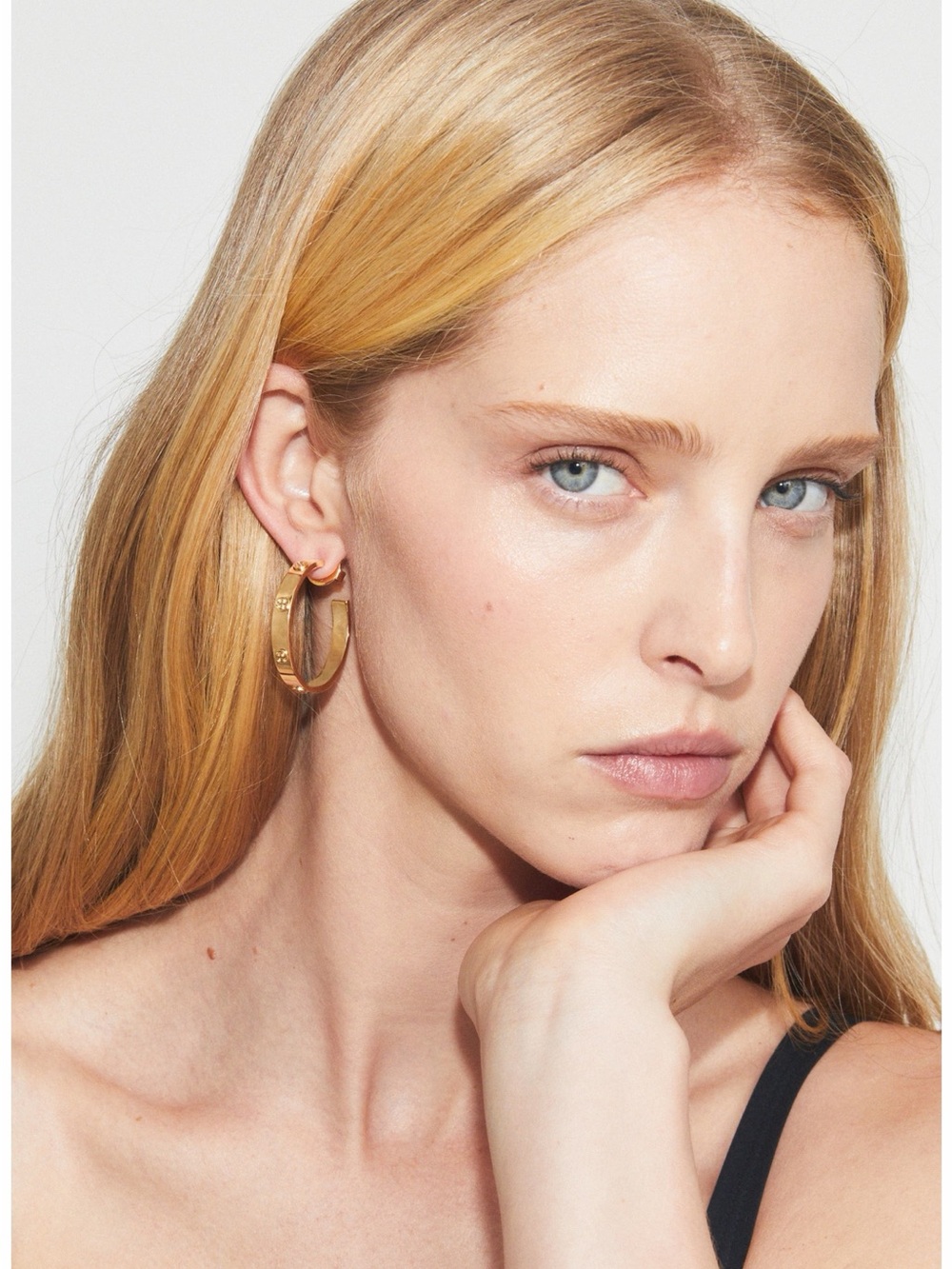 Tory Burch Gold Engraved Hoop Earrings